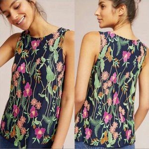 Anthropologie Meadow Rue Cartagena Embroidered Floral Top L